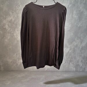 Black Ribbed Long Sleeve Top